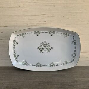 VTG 1960's Franciscan Heritage 13" Green & Ivory Oblong Serving Platter Dish USA